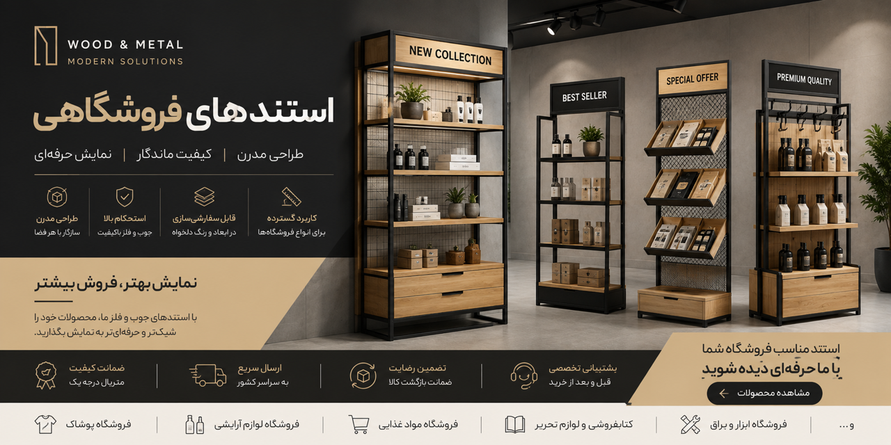 استند های فروشگاهی چوب فلز